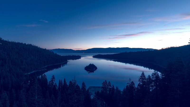 outdoors, pine trees, rural, island, forest, dawn, reflection, lake, lights, 1080P, mist, landscape, tree bark, nature, mountains, wood, conifer, clouds