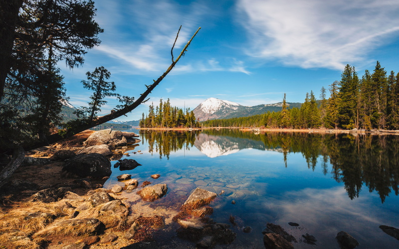 cloud - sky, lake, peaceful, non-urban scene, nature, reflection lake, forest, rock, blue, sky, state, no people, shore, rocky, reflection, clouds, outdoors