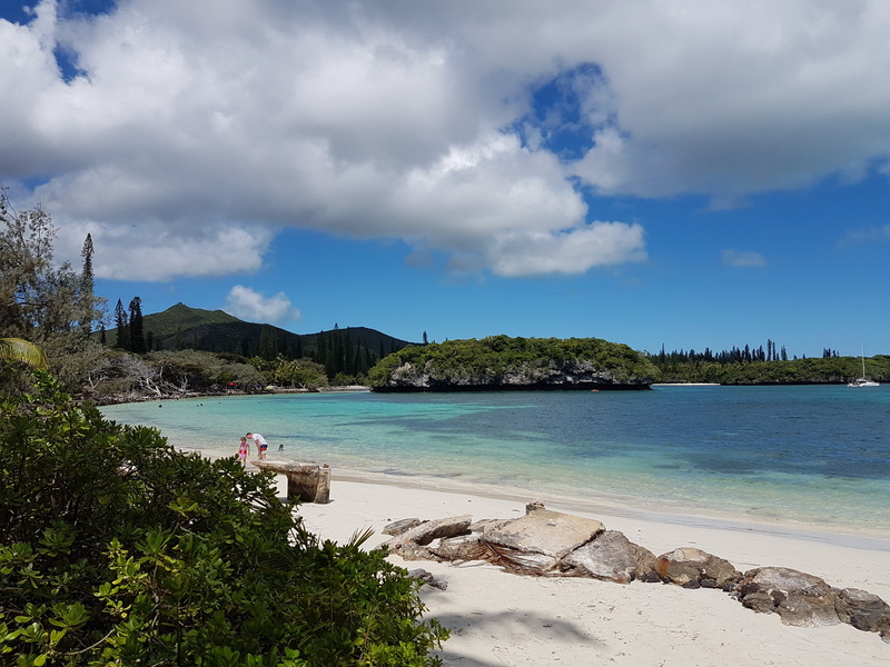 beach, nature, idyllic, cloud - sky, 4K, non-urban scene, island, water, south pacific, tree, plant, outdoors, day, sea, isle-of-pines, people, scenics - nature