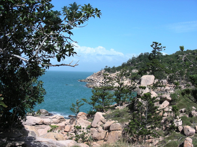 nature, land, beauty in nature, destination, island holiday, australia, rock - object, beach, day, tranquil scene, tropical island, sea, sand, magnetic island