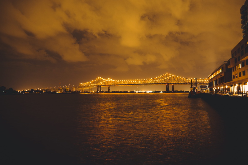 new orleans, light, built structure, beauty in nature, clouds, sky, building exterior, night, city, waterfront, illuminated, sunset, no people, sea, nola