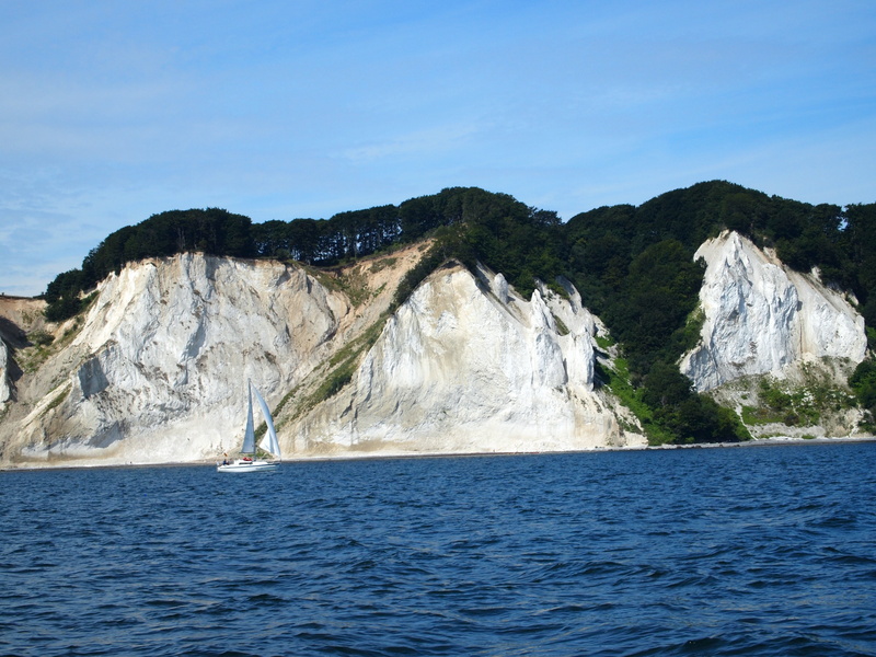 4K, day, nature, scenics - nature, beauty in nature, sea, landscape, tranquility, sky, island mön, clear sky, water, cliff, denmark, sailing yacht, waterfront