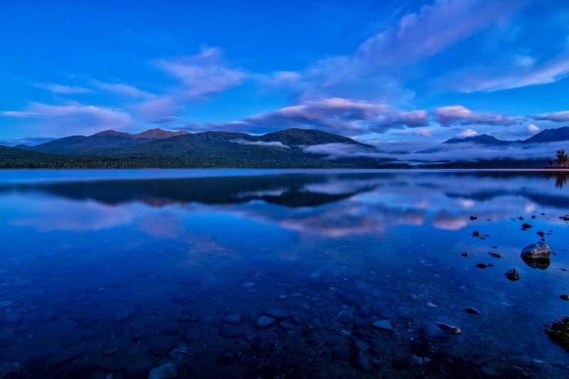 Reflection, no people, sky, Earth, water, Te Anau, mountain range, day, Landscape, non-urban scene, cloud - sky, New Zealand, tranquil scene, blue, lake