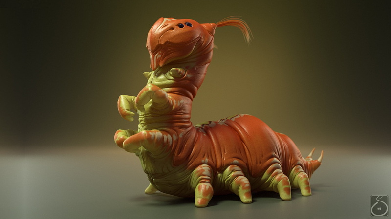 art, Carsten Stueben, caterpillar, Grub, 1080P