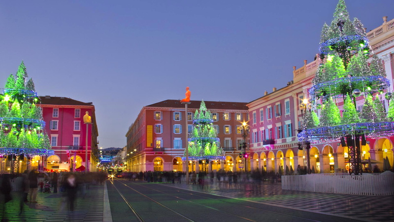 1080P, place Massena, Nice, Christmas, France, the city, Provence-Alpes-Cote dazur
