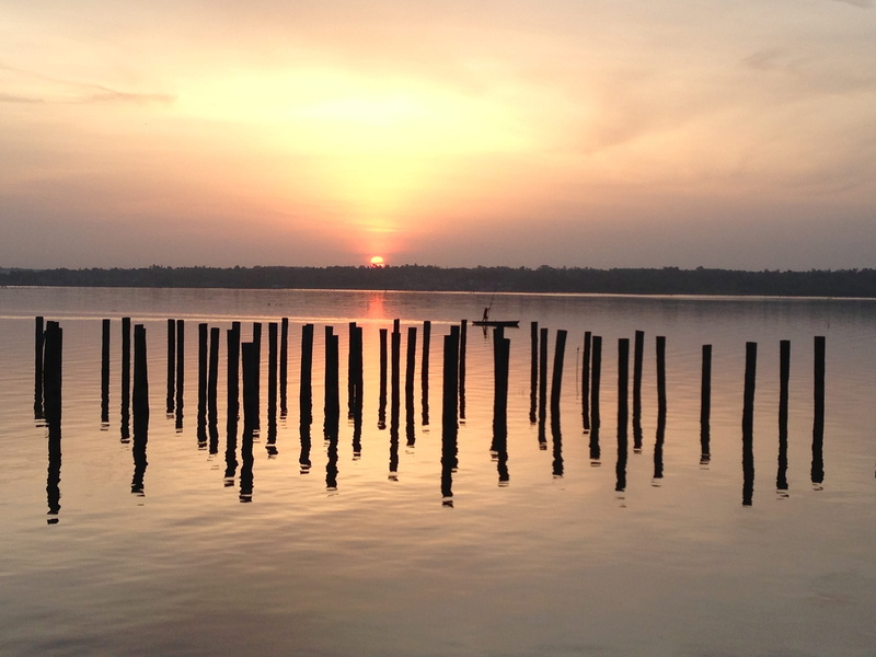pier, lake, bopa, tranquil scene, benin, cloud - sky, waterfront, silhouette, sun, sky, beauty in nature, reflection, sea, 2K, post, cool, no people, dawn