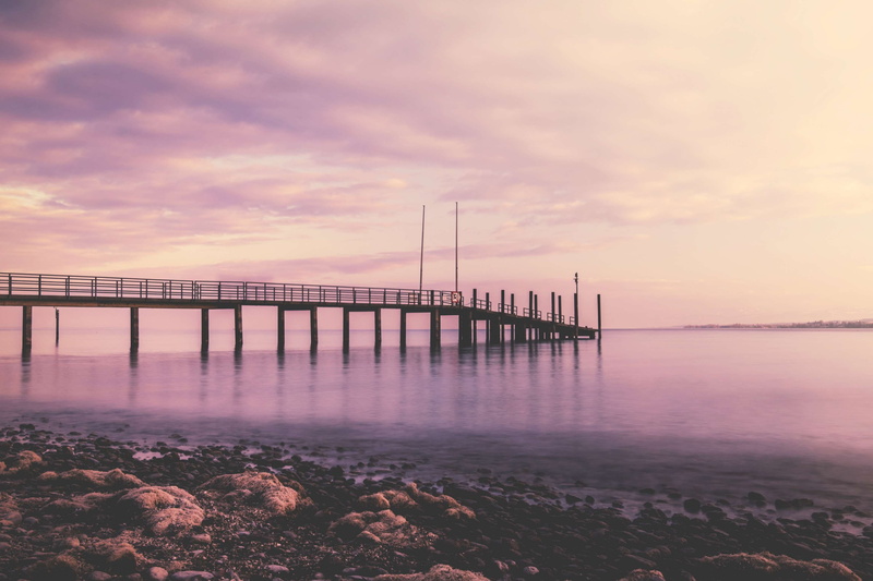 built structure, 4K, light, tranquil scene, orange color, horizon, jetty, connection, bridge - man made structure, tranquility, no people, lake, beauty in nature