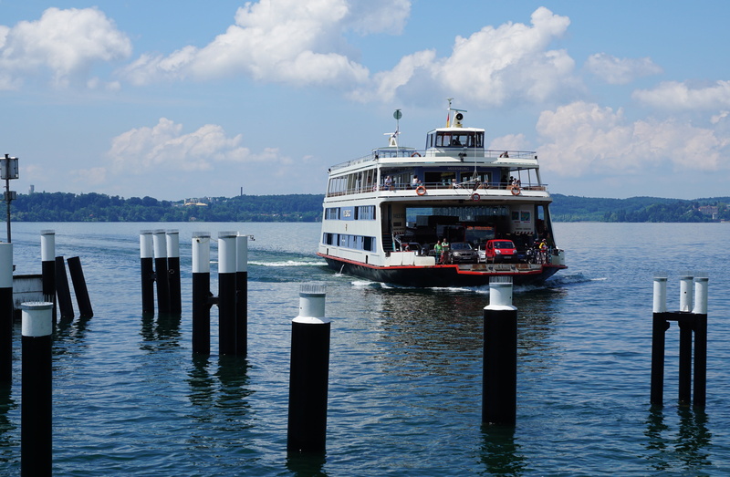 meersburg - konstanz, cruise ship, water, car ferry, nature, nautical vessel, pier, architecture, sea, post, transportation, wooden post, ship, port, 5K