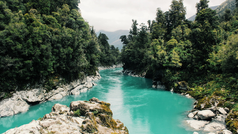 tranquility, day, water, land, nature, beauty in nature, turquoise colored, scenics - nature, 4K, rock, stream, idyllic, body of water, hokitika gorge