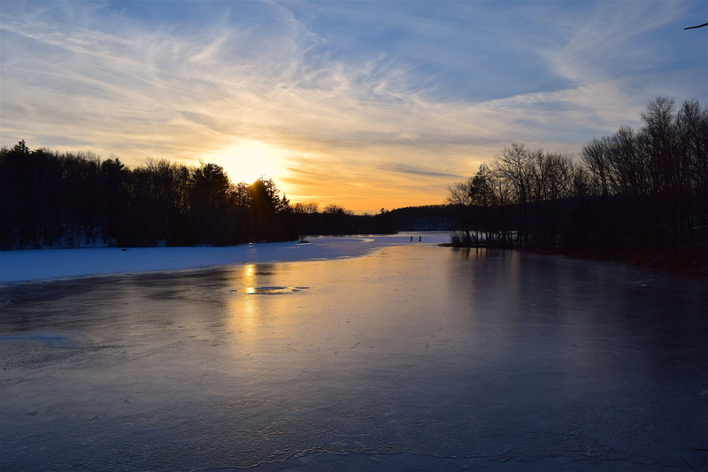 sunset, water, park, scenics - nature, tranquil scene, no people, ice, cold, reflection, cloud, season, snow, 4K, sky, nature, sunlight, february, frost