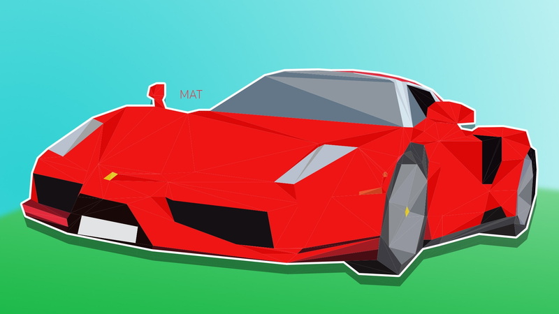 poly, low, enzo ferrari, low poly, 1080P, enzo, ferrari, red, red car, car