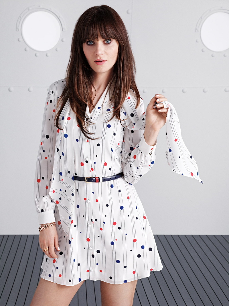 child, looking at camera, young women, actress, modern, Zooey Deschanel, beauty, beautiful woman, young adult, standing, fashion, hairstyle, blue eyes