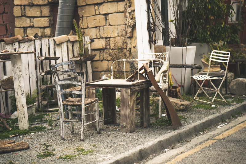 abandoned, empty, no people, street, outdoors, absence, clothing, dining table, wood - material, nicosia, wooden chair, day, deterioration, old, nature