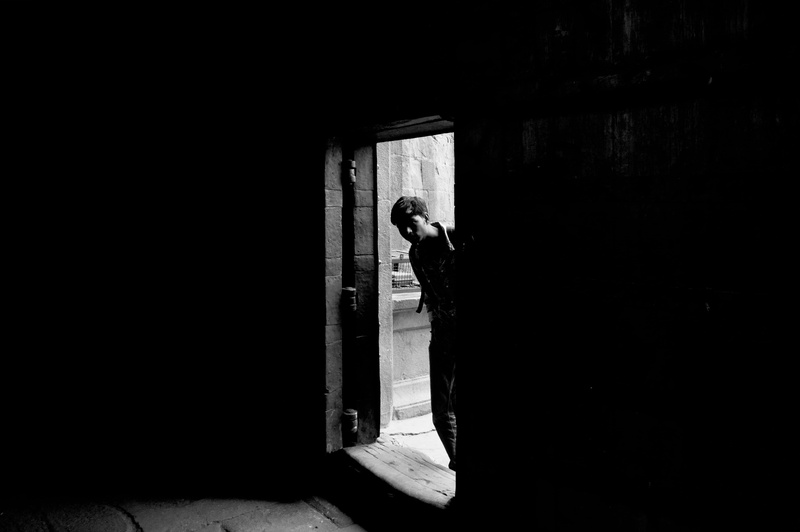 redwood, gate, architecture, window, worship, building, human, light, tree, corridor, person, wall, sunlight, silhouette, side view, hole, built structure