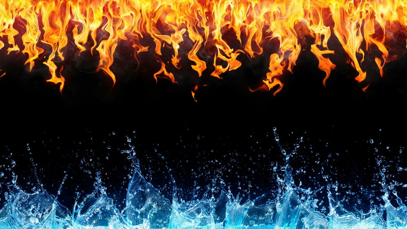 dark, drops, abstract, 1080P, fire, water, splash, flame