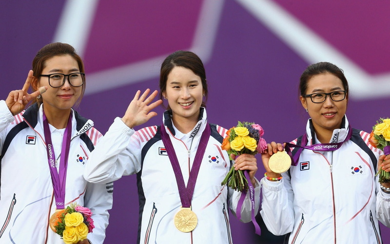 bae, london, jin, choi, gold, black, three, athlete, jacket, ki, white, hyeonju, 1080P, medals, bo, 2012, sung, archery, lee, korea
