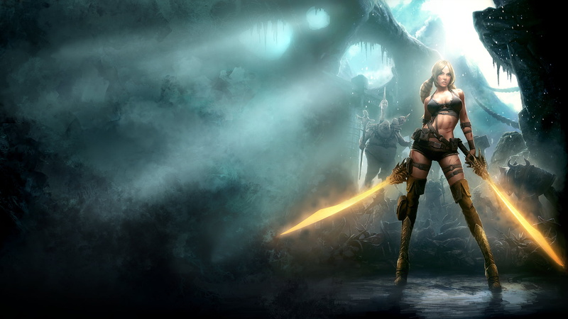 holding, fog, adult, outdoors, pollution, wet, nature, beauty in nature, video games, standing, Ayumi, Blades of Time, beautiful woman, full length, water