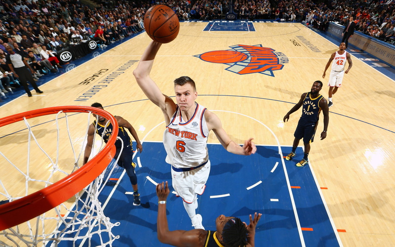 basketball player, lifestyles, york, court, sportsman, people, player, ball, playing, leisure activity, basketball, porzingis, holding, 4K, athlete, young adult