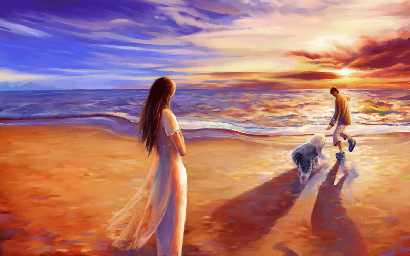 1080P, two people, landscape, desert, travel Destinations, shore, cloud - Sky, leisure activity, lowland, people, nature, land, adult, painting, drawing