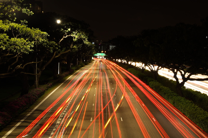 long exposure, high angle view, cars, light, 4K, traffic, plant, overpass, tail light, pattern, ornament, roads, vehicle light, speed, reds, road, highway