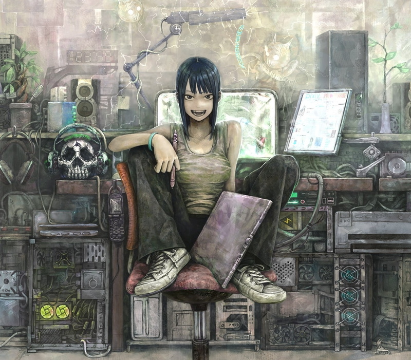 anime, Skulls, succubus, girls, artwork, art, hot, drawn, x, horns, 720P, hd, original