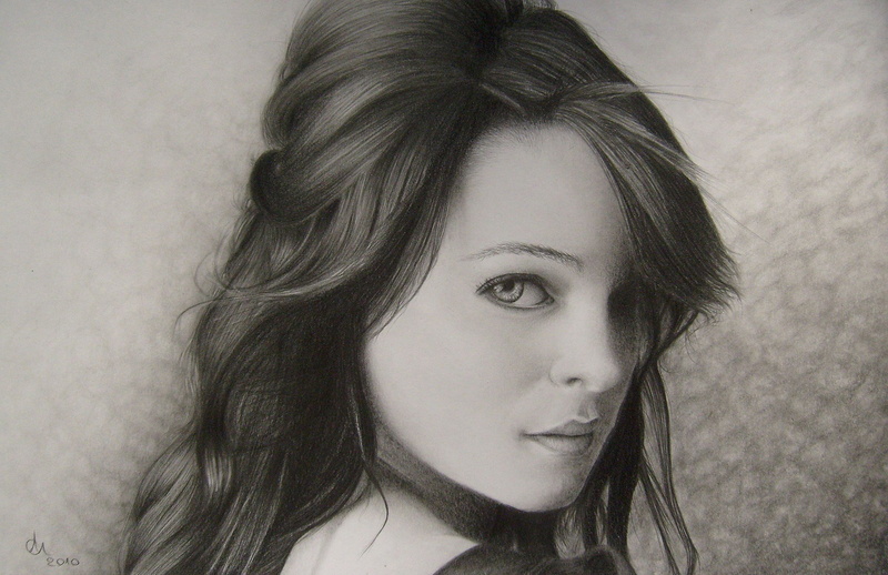 headshot, young adult, young women, leisure activity, 2K, sketch, pencil, painting, lifestyles, teenager, portrait, long hair, one person, woman, wall - building feature