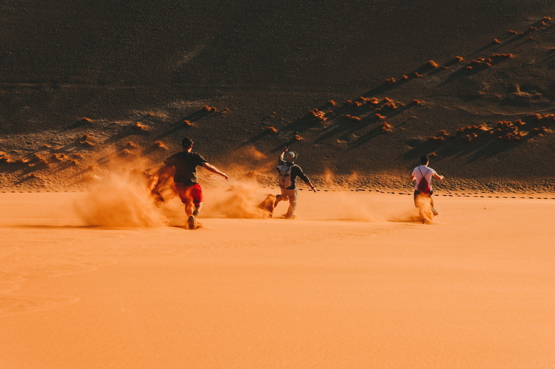 man, desert, lifestyles, travel Destinations, landscape, vacations, contrast, sunset, person, women, adventure, motion, africa, men, running, beach, summer