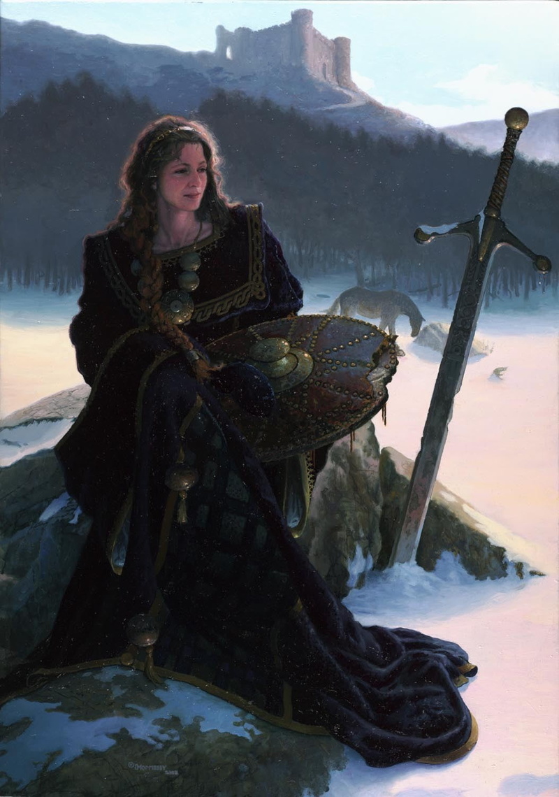 beauty in nature, painting, medieval, mountain range, the past, 720P, beautiful people, castle, beautiful woman, snow, adult, outdoors, mountain, history