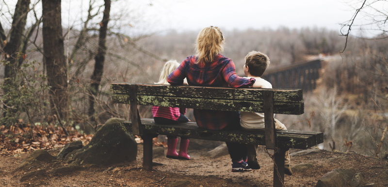 sitting, people, adult, female, daytime, lifestyles, togetherness, child, bonding, couple - relationship, positive emotion, rear view, leisure activity