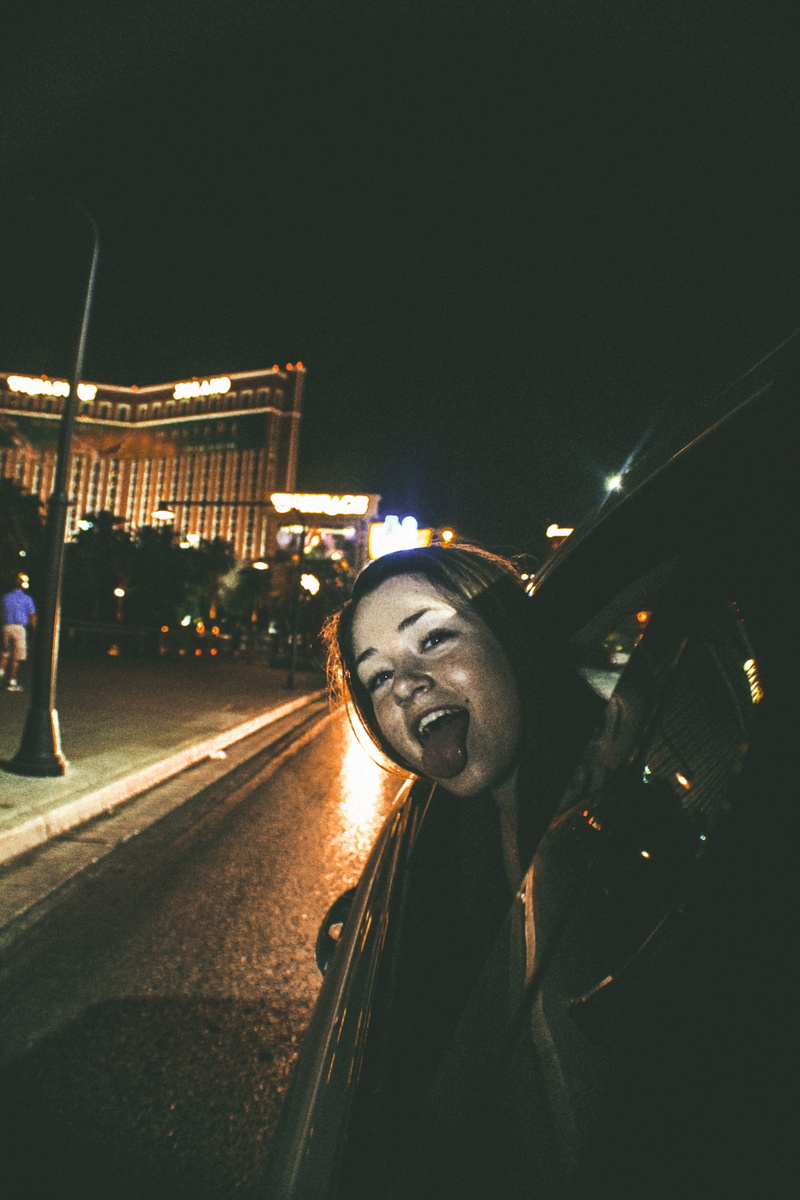lighting, 5K, real people, road, leisure activity, copy space, built structure, vegas, high contrast, still-life, color, street, yellow, las vegas, girl