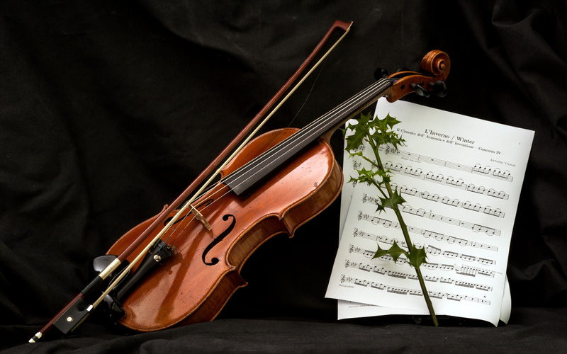 indoors, still life, string, violinist, music, wood - material, 2K, arts culture and entertainment, paper, sheet music, musical instrument string, violin