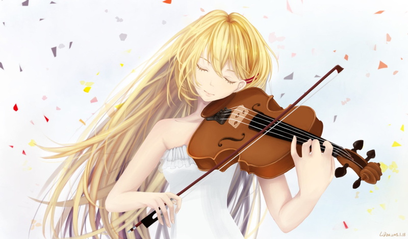 1080P, Anime, musical instrument, real people, string instrument, girls, front view, musical equipment, hairstyle, hair, music, indoors, holding, bangs