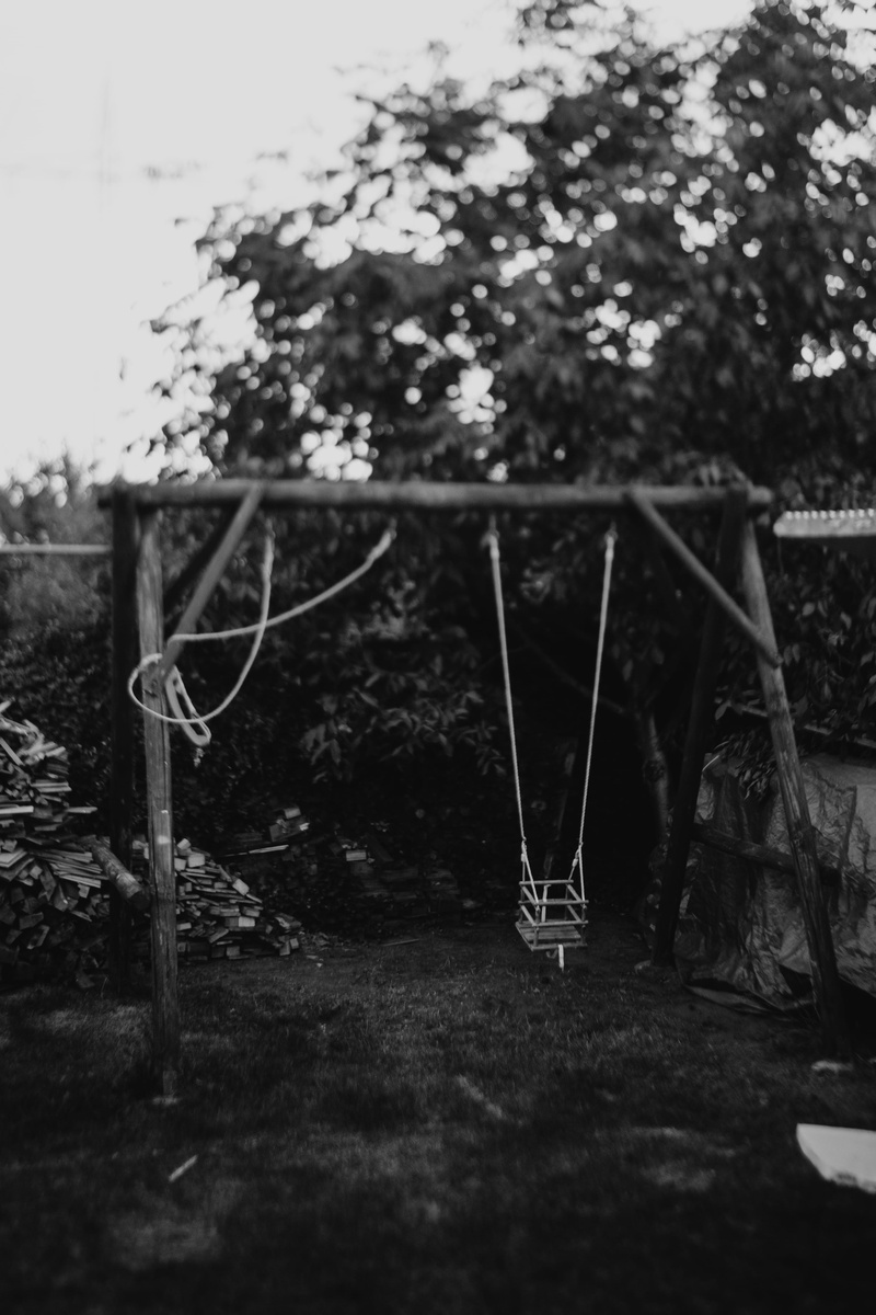 woodland, forest, land, fun, 4K, childhood, empty, metal, selective focus, net - sports equipment, shelter, black and white, tree, focus on foreground