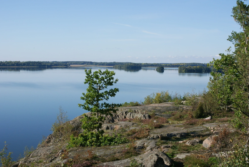 scenics - nature, lake, tranquility, Water, clear sky, no people, beauty in nature, tree, height, kalmarnäslandet, Lake Mälaren, outdoors, tranquil scene