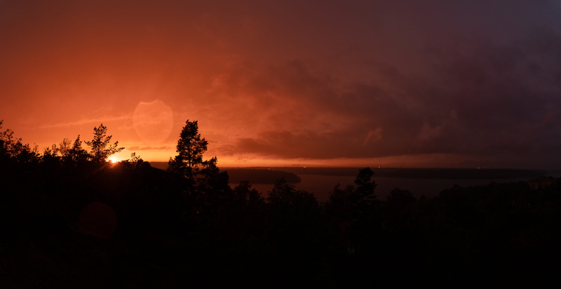 scenics - nature, hägersten, romantic sky, tree, edsbergsgränd 10, nature, landscape, environment, cloud - sky, night, no people, sweden, orange color