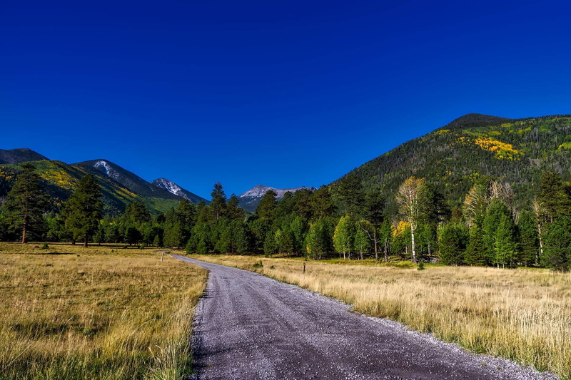arizona, diminishing perspective, transportation, the way forward, meadow, clear sky, nature, hdr, tranquil scene, no people, trees, mountains, dividing line