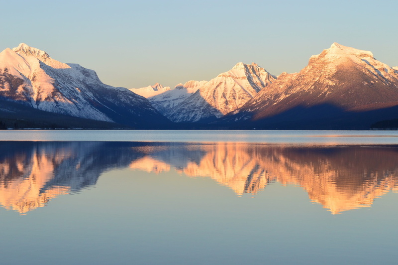 scenics, montana, landscape, cold temperature, covered, waterfront, photo, idyllic, mountain peak, 2K, glacier, tranquil scene, sky, tranquility, range