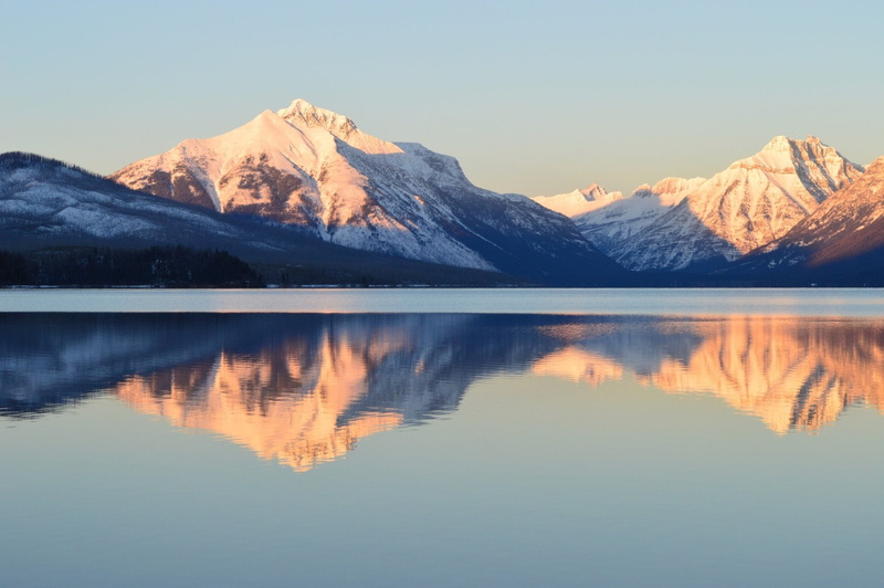 USA, Earth, Mountain, 1080P, Reflection, Nature, Glacier National Park, Lake McDonald, Montana, Winter
