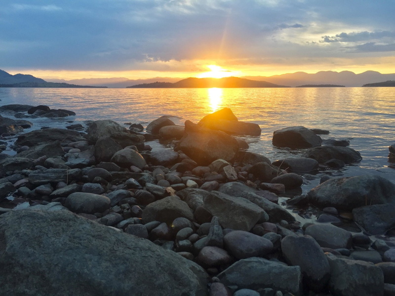 Sunrise, 1080P, Flathead Lake, Montana, Nature, Lakes, Landscape, Rock, Lake