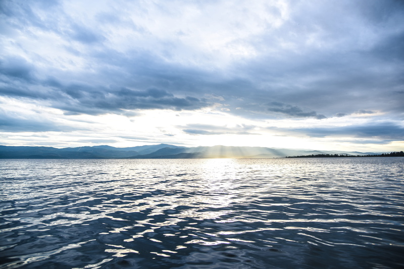 heavenly, mountain, big sky country, beauty in nature, water, 5K, sun, united states, cloud - sky, tranquil scene, outdoors, waterfront, sea, no people