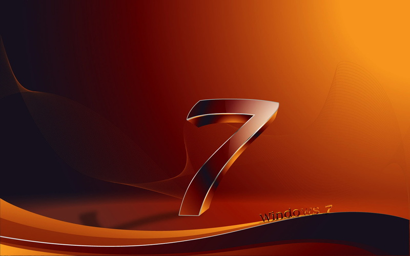 single object, reflection, Seven, backgrounds, elegance, symbol, art, connection, 1080P, Windows 7, illustration, technology, shiny, orange color, shape