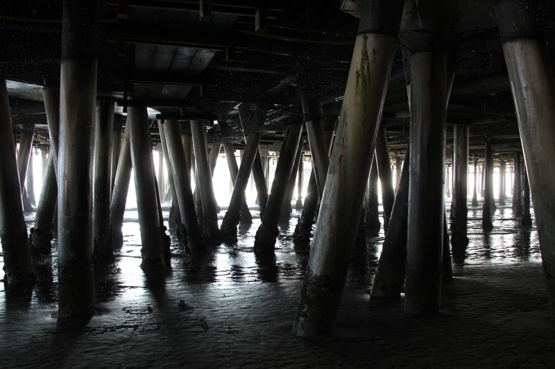 low section, california, beach, low angle view, usa, stilt, illuminated, holidays, 5K, no people, united states, sunset, flooring, pier, building, foundations