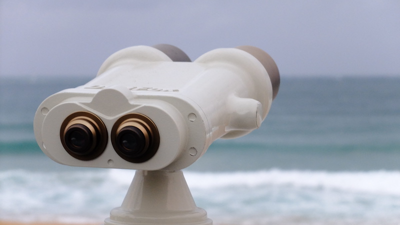 environment, watch, future, vision, surveillance, water, 4K, sky, watching, beach, day, perspective, nature, coin operated, astronomy, discovery, horizon over water