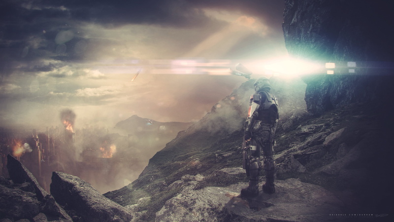 PC, screenshot, light, sci-fi, 5k, fps, Halo 5: Guardians, What Lay Ahead, standing, illustration, 2015, 4K, stone, man, soldier, rocks