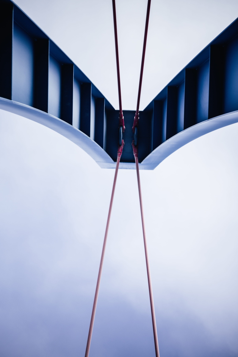 striped, delivering, sky, connection, driving, color, highway, metal, journey, marking, building exterior, motorway, mode of transport, bridge, 5K, no people