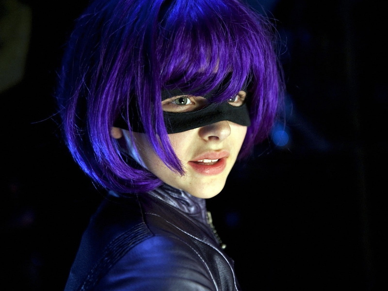wig, looking at camera, black background, headshot, front view, portrait, actress, indoors, hairstyle, young adult, beautiful woman, 720P, close-up, purple