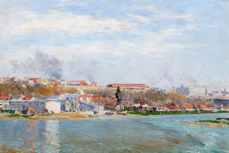 Aureliano de Beruete and Moret, home, 1080P, Manzanares in Madrid, Spain, the city, landscape, river, picture