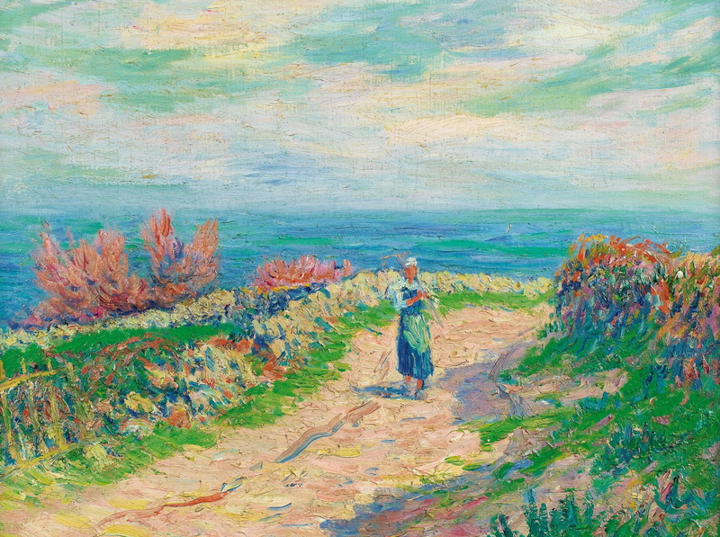Henry Moret, Henri Sea, 1080P, landscape, The road by the Sea, picture