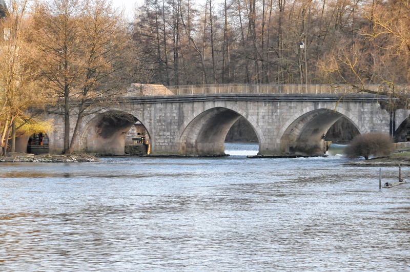 4K, arch, transportation, no people, tree, bare tree, day, bridge, water, mediéval, flowing water, arch bridge, stone arch, river, architecture, former