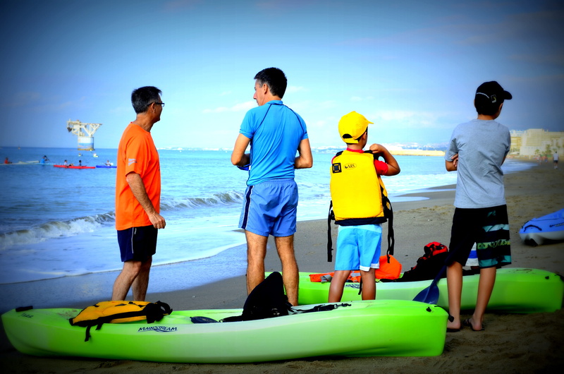 day, water, standing, males, sky, Sport, men, nature, 4K, lifestyles, spain, sea, togetherness, kayak, casual clothing, edge of the sea, Canoeist, people